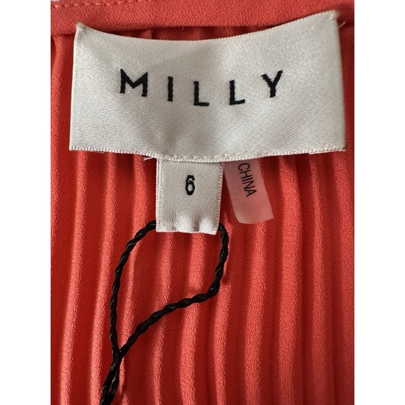 New Milly Dress Women's Size 6 Short-Sleeve Pleated Mini Elastic Waist $395 - Picture 4 of 11